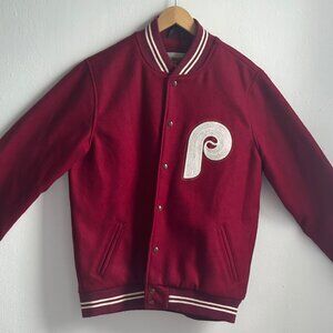 Mitchell & Ness Philadelphia Phillies Baseball Maroon Wool Varsity Jacket